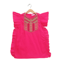 Robe décontractée pour bébé fille, 100% coton, unie, mini-robe en forme de A, avec broderie, finition douce et soyeuse, nouveau design tendance