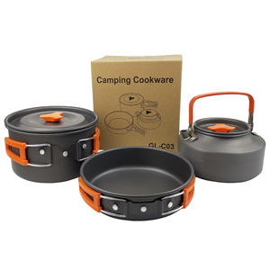 Juego de 3 utensilios de cocina para exteriores para 2-3 personas con bolsa de malla, olla, sartén, <span class=keywords><strong>tetera</strong></span>, juego de vajilla portátil para acampar. - Product Image 5