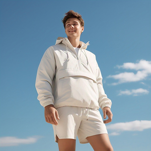 Costume de jogging ensemble court coupe-vent en nylon ensemble de shorts hommes imperméable deux pièces coupe-vent vêtements de rue ensembles de shorts de pluie hommes - Product Image 4