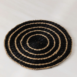 Prix le moins cher napperon en jonc de mer noir du Vietnam napperons en jonc de mer tissés ronds sans danger pour les aliments - Product Image 1