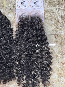 Boucles birmanes cheveux vietnamiens cheveux bruts Remy cuticule aligné Double dessiné paquet de cheveux humains avec fermeture ensemble perruques pour les femmes noires - Product Image 2