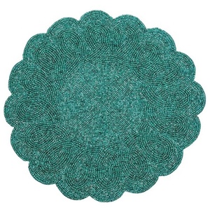 Wholesale Luxury Green Multi-Color Embroidered <b>Placemats</b> Glass Beads & Flower Shape Dining Table Kitchen Mat Wedding Occasions - Product Image 1
