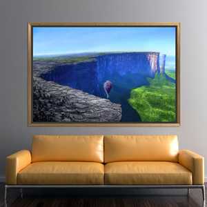 Impression sur toile du film Vibrant Up : Art mural sur le thème de l'aventure en ballon, toile encadrée dorée - Product Image 1