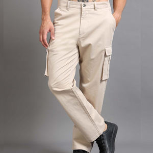 Pantalones de chándal cargo de lona personalizados al por mayor para hombre con bolsillos, pantalones de jogging en blanco para hombre - Product Image 2