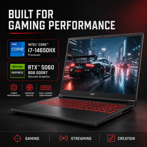 สำหรับแล็ปท็อปเกมมิ่ง Acer Nitro 16 รุ่น i7-14650HX RTX 5060 แรม 16GB SSD 1TB หน้าจอ 16 นิ้ว 2.5K 240Hz ขายส่งโน้ตบุ๊กเกมมิ่ง - Product Image 1