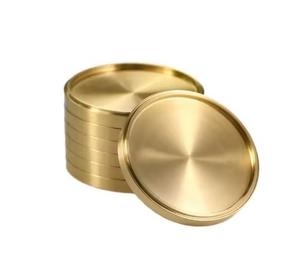 Wholesale Factory Supply Set of 4 6 Shiny Gold Plated <b>Round</b> 20mm Flat Solid Brass Coasters <b>Table</b> <b>Mat</b> Usage by Manufacturer - Product Image 5