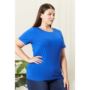 T-shirt col rond grande taille bleu sax - Product Image 2