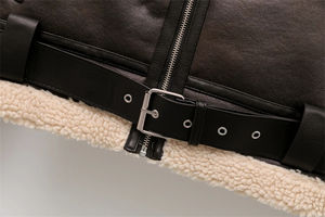 Veste en fausse fourrure épaisse et chaude pour femme RARF 2024, style vintage, manches longues, ceinture, ourlet unisexe, vêtement d'extérieur - Product Image 3