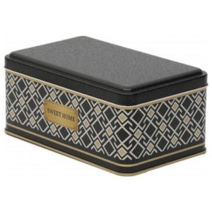 1.6L Patrón sin costuras Diseño Líneas geométricas Fondo negro 115x190x80mm Caja de almacenamiento de metal rectangular - Product Image 3