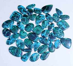 Belle pierre précieuse en vrac de malachite de chrysocolle naturelle tout mélange de forme et de taille pierre précieuse de cabochon de chrysocolle pour la fabrication de bijoux - Product Image 6