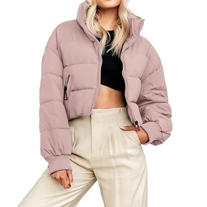 Custom logo Cropped Down <b>Coat</b> Oem Outerwear Winter Women <b>Bubble</b> <b>Coats</b> Customized Lightweight Short Puffer Jacket Woman's - Product Image 3