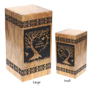 Árbol con pájaros Urna Grabado personalizado Urna de madera hecha a mano Cremación Caja funeraria Urna para amante de los pájaros - Product Image 5