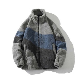 Couleur contrastée OEM Vêtements pour hommes de qualité supérieure sur mesure Vestes Sherpa Fleece Winter Breathable Stand Collar Vestes pour hommes - Product Image 4