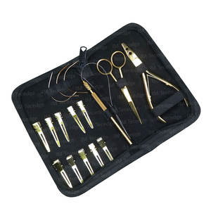 Kit d'outils d'extension de cheveux en acier inoxydable or noir de haute qualité en gros pour le matériel métallique de travail de salon - Product Image 6