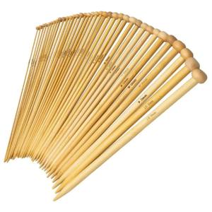 Ensemble d'aiguilles à tricoter naturelles à finition lisse |   18 tailles d'outils de tricot manuel pour la confection de pulls et d'écharpes | Tricotage en bois durable - Product Image 1