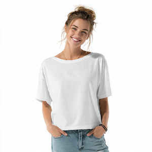 T-shirts imprimés pour femmes, épaules tombantes, col carré, t-shirt d'été pour femmes, t-shirt court léger pour femmes - Product Image 2