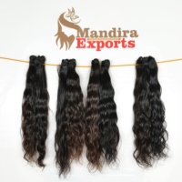 Extensions de cheveux indiens Remy 100% naturels non traités, jeunes, vierges, couleur noire naturelle, cuticules alignées, ondulés, qualité Temple, fabriquées à la machine