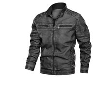 Chaqueta de Otoño para Hombre, Nueva Colección, Color Sólido, Cuero Genuino, Cuello Alto, Logotipo Frontal Ecológico, para Actividades al Aire Libre
