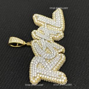 Colgante personalizado de Plata de Ley 925 Iced Out VVS Moissanite, colgante de moissanite VVS Iced out, colgante de letra VVS Moissanite, - Product Image 5