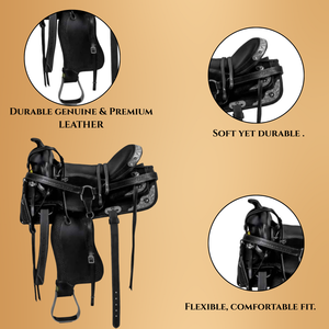 Silla de caballo de cuero occidental de lujo con accesorios plateados Diseño elegante Comodidad superior y artesanía duradera - Product Image 3