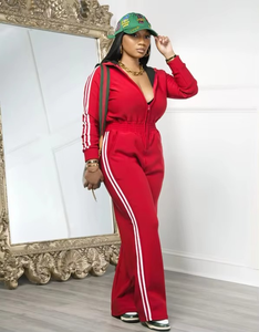 ชุดเซ็ตสองชิ้นแฟชั่นสปอร์ตสำหรับผู้หญิง ฤดูใบไม้ร่วง-ฤดูหนาว แขนยาวปักลาย สวมใส่สบาย ระบายอากาศได้ดี ความยาวเหนือเข่า - Product Image 2