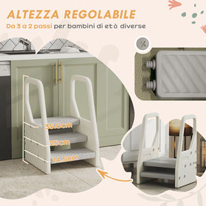 AIYAPLAY Taburete Infantil 2-5 Años 3 Escalones en HDPE, 43x42x65,5 cm, Gris y Blanco Crema - Product Image 4