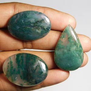 หินโมรามอสธรรมชาติ3ชิ้นอัญมณีแท้ทรงหลังเบี้ยหินหลวมสำหรับโครงการเครื่องประดับ116 CTS - Product Image 1