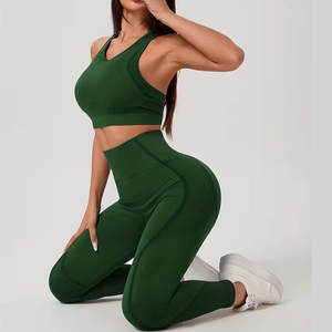 ชุดโยคะสำหรับผู้หญิง2ชิ้นผ้าสแปนเด็กซ์/ ไนลอนระบายอากาศได้ดีสินค้ามาใหม่ปรับได้สีพื้น - Product Image 6