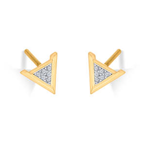 18K Gold Pyramid Stud <b>Earrings</b> for Women-Diamond <b>Moissanite</b> or Pearl-Rose White or Yellow Gold-Geometric Engagement Jewelry - Product Image 4