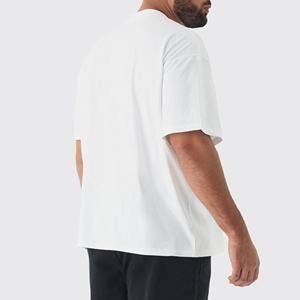 Custom Logo 100% cotton Heavyweight 300GSM Drop Shoulder <b>Short</b>-<b>sleeved</b> solid <b>white</b> colour Oversized hip hop men's t-<b>shirts</b> - Product Image 2