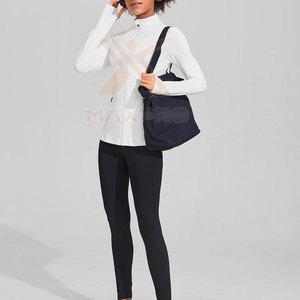 Veste de yoga pour femme à col montant, respirante, écologique, grande taille, avec logo frontal, pour usage extérieur - Product Image 2