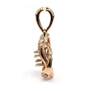 Livraison rapide bijoux habile Top qualité 18K solide or Rose véritable diamant rond Semi Mount pendentif pour femme - Product Image 2
