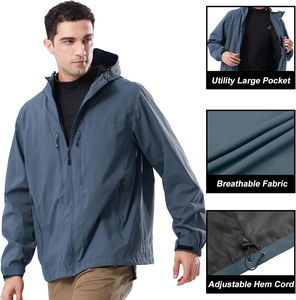 Chaqueta Impermeable con Capucha para Hombre, Chaqueta Cortavientos Informal Transpirable de Talla Grande para Invierno - Product Image 6