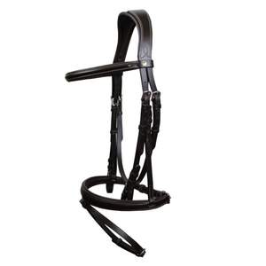 Tocado acolchado anatómico sin estrés Brida de cuero de grano completo con costuras contrastantes Productos para caballos - Product Image 1