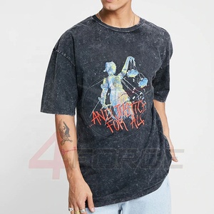 Camiseta Vintage de lavado ácido para hombre de alta calidad personalizada 100% algodón cuadrado de gran tamaño hombro caído disponibilidad al por mayor - Product Image 5