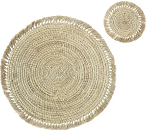 Napperon palmier jonc de mer tissé Produits écologiques Fabriqué au Vietnam Napperon Décoration de table en gros - Product Image 4