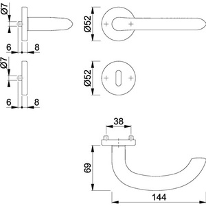 Juego de rosetas HOPPE Marseille E1138Z/42KV/42KVS de acero inoxidable F69 en forma de U, con conexión DIN izquierda/derecha D/D - Product Image 4