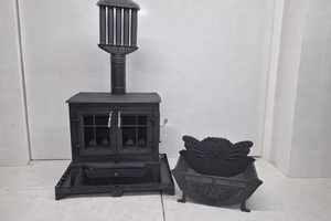 Poêle à bois en aluminium moulé à double porte, écologique, au design contemporain, pour foyer de villa - Product Image 4