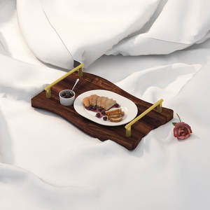 Custom Logo Natural Wood Rectangular <b>Tray</b> | Vintage Flowers Decorative Ottoman <b>Tray</b> | Large Wooden <b>Breakfast</b> <b>in</b> <b>Bed</b> Serving <b>Tray</b> - Product Image 4