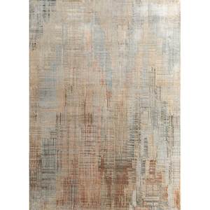 พรมไหมพรมและไหมไผ่ถักมือสีเบจและสีน้ำตาลลายแบบนามธรรมสำหรับห้องนั่งเล่นหรือห้องนอนวัยรุ่น-Srb(727) - Product Image 1