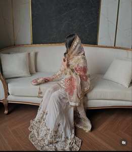 FATEMA FASHION – Ensemble Gharara Prêt-à-Porter en Soie Chinon Lourde avec Broderie de Paillettes, Coupe Ample, pour Femme, Tenue de Soirée - Product Image 4