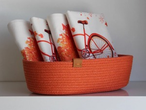 ตะกร้าปลูกต้นไม้แมคคราเม่สีส้มทำด้วยมือที่ใส่ต้นไม้อเนกประสงค์สำหรับสวนในร่มระเบียงลานบ้านและใช้ตกแต่งจากอินเดีย - Product Image 4