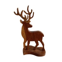 Sculpture de bison en bois sculpté à la main Figurine animale en bois de teck moderne décor de bureau à domicile Statue de buffle à collectionner en vente