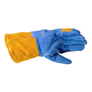 Gants de travail de soudage de sécurité des mains en cuir fendu de vache renforcé résistant à la chaleur - Product Image 6