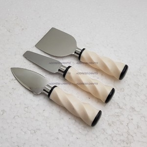 Latest Design 18/8 Stainless Steel <b>Cheese</b> Knife <b>Set</b> with Elegant Wood & Resin Handle for Kitchen & Birthday Parties - Product Image 5
