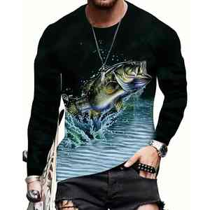 Camiseta de Pesca para Hombre, Personalizable OEM ODM, Impresión Digital, Impermeable, Cierre de Botones, Transpirable, Cómoda, UPF 50, Spandex/Algodón - Product Image 1