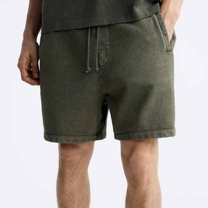 Shorts décontractés pour hommes en toile anti-plis de haute qualité, taille mi-haute avec cordon de serrage, couleur unie - Product Image 3
