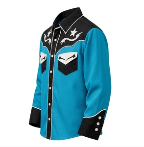 Camisa Vaquera Occidental Unisex Personalizada OEM, Corte Ajustado Informal, con Ribete en Contraste, Manga Larga, Bordada, con Botones - Product Image 3