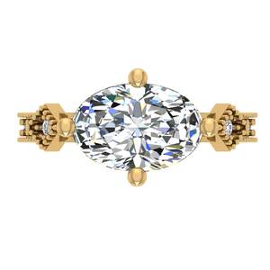 Bague de fiançailles en or jaune de luxe, design unique, sertie de diamants de laboratoire ovales, plaquée or 10 carats, pour femmes - Product Image 1