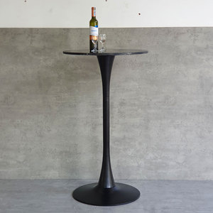 Contemporary Round Stone Top Bar <b>Table</b> with Iron Legs for Cafe Home Bar Events Home Use - Product Image 6